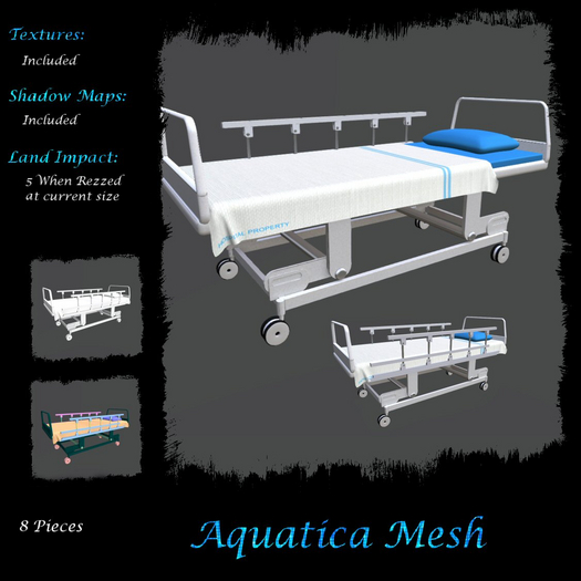 Second Life Marketplace Aquatica Mesh AM025399 Hospital Bed